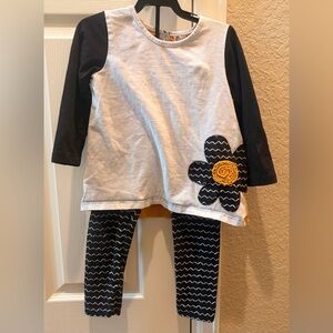 Tangerine Sky Girls Black, White, and Yellow Floral outfit